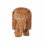 WHITE WOOD CARVED ELEPHANT TRUNK DOWN 1
