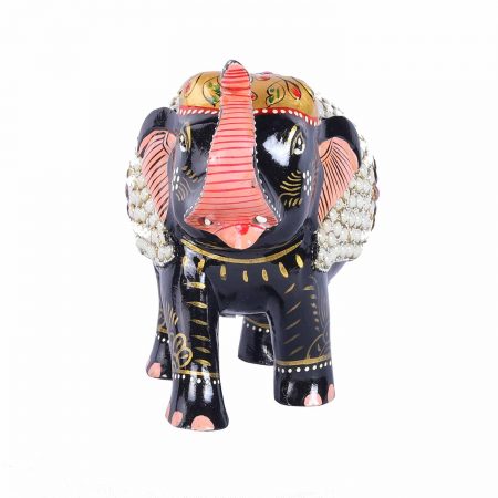 WOODEN PAINTED ELEPHANT WITH BEADS