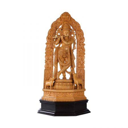 WHITE WOOD  KRISHNA WITH ARCH